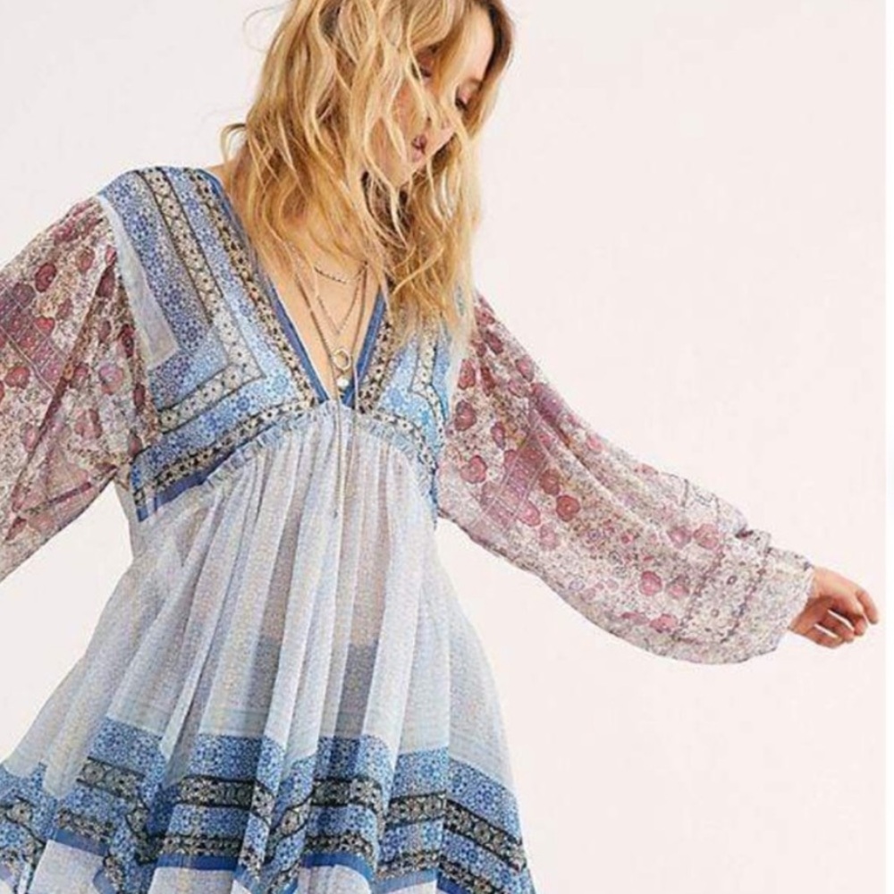 Bohemian Blue Patterned Women's Top